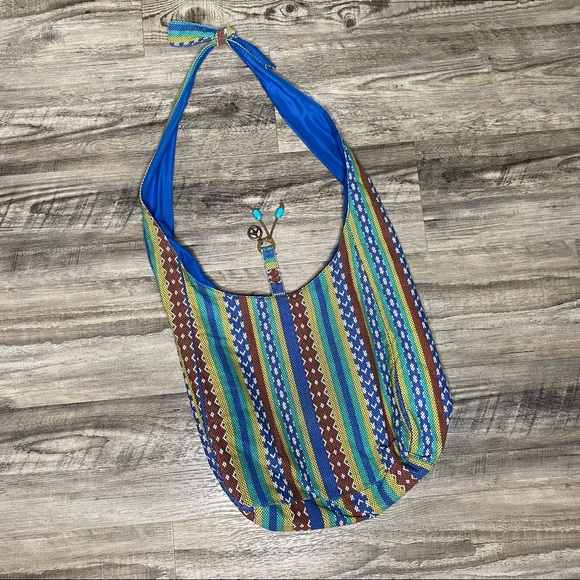 The Original Arizona Company Blue Stripe Printed Hang Crossbody Purse Bag - EUC - Picture 11 of 11